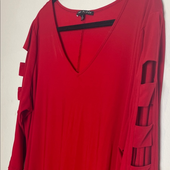 Como Black Burgundy Long Sleeve Shift Dress 2X - Picture 5 of 10